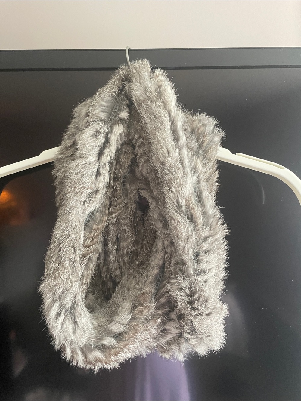 Danier Rabbit Fur Infinity Scarf - Silver Gray